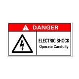 Waterproof Danger Sign-Electric Shock, Operate Carefully, Safety Sticker 60x40mm