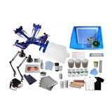 4 Color Silk Screen Printing Kit Press Printer & Full Materials Package Supply