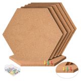 US Stock, Hexagon Cork Notice Boards 12 Pack DIY Corkboard Self-Adhesive, Display Message Notice Pin Board for Photo Hanging Home Decoration and Office Bulletin Boards, with 100PCS Push Pins