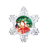 US Stock, CALCA Pack of 300 3.15" X 3.15" Sublimation Metal Round Snowflake Christmas Pendant New Year Holiday Party Gift Christmas Tree Decoration Hanging Ornament