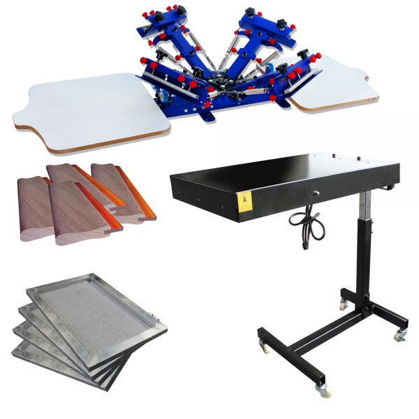 2 station 4 color screen printing press